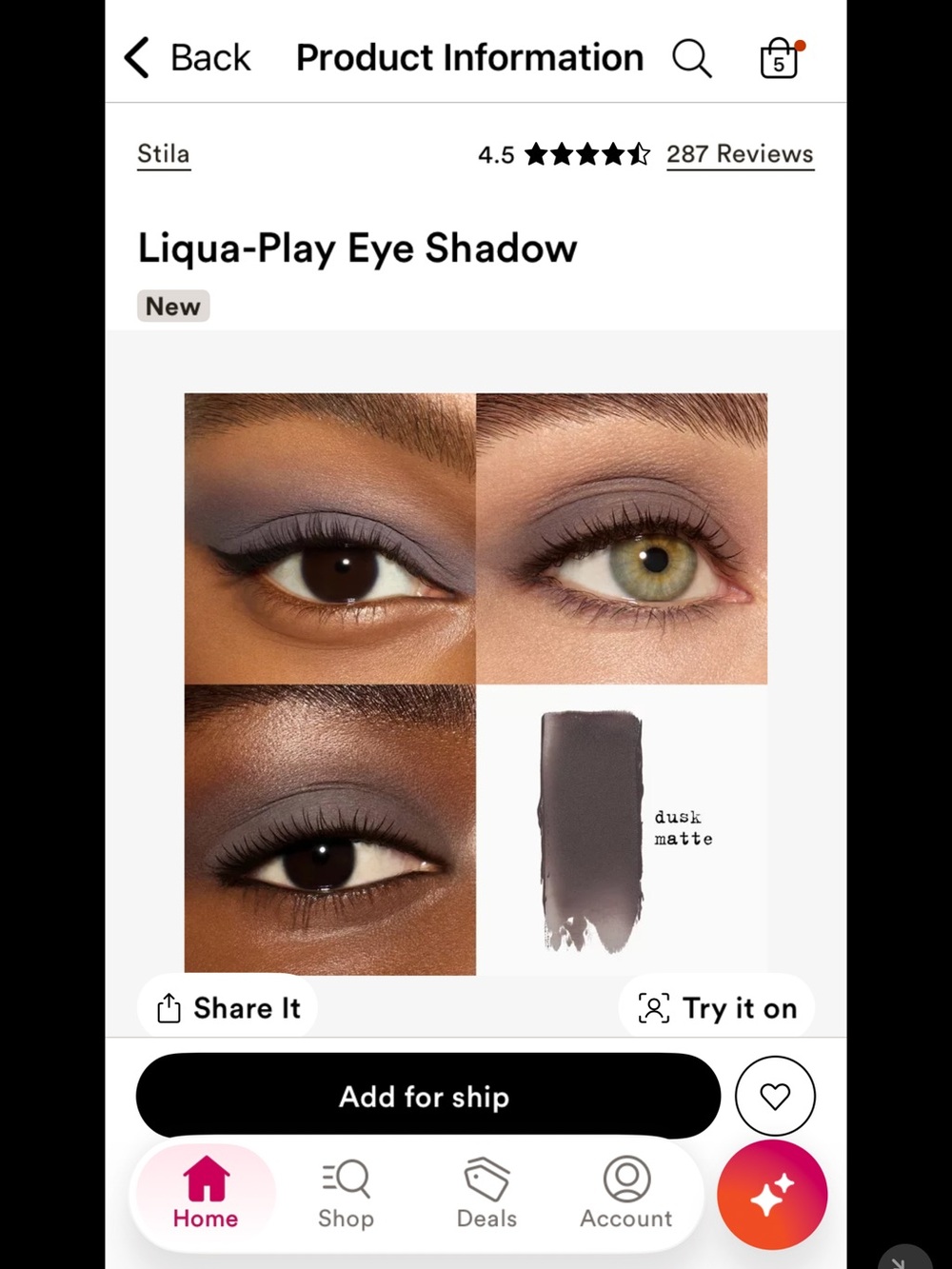 Stila Liqua-Play Liquid Eyeshadow — dusk matte
